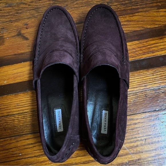 Vera Wang Audrey Dark Plum Purple Suede Penny Loafers, Size 40 9M - Picture 4 of 7